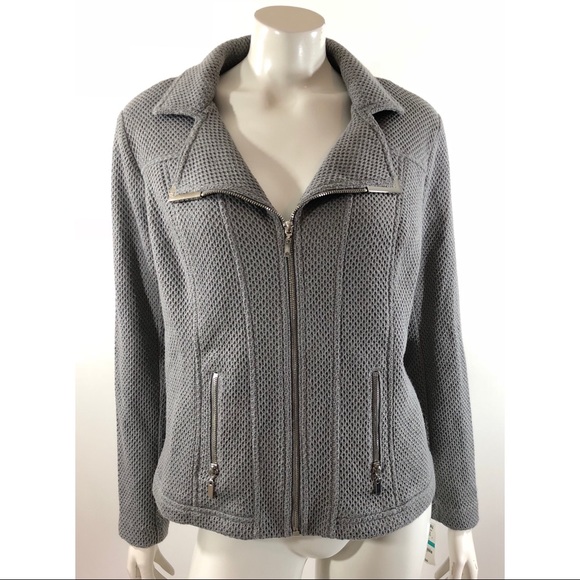 Alfani Jackets & Blazers - Alfani Womens Moto Jacket Plus Size 0X Gray Zip